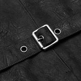 Gothic Faux Leather Shoulder Accent Zip Up High Collar Vest