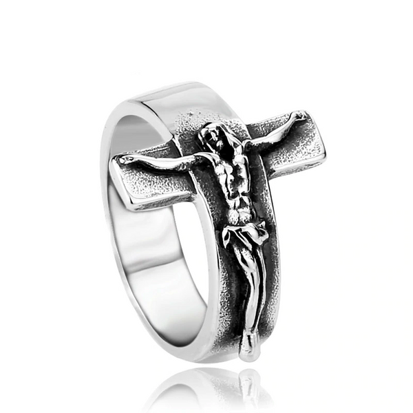 Wrapping Crucifix Stainless Steel Ring