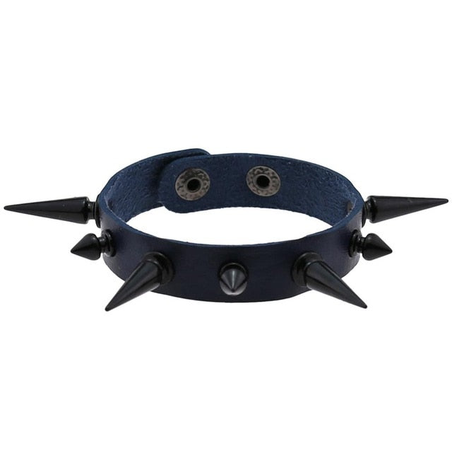 Black Spikes Faux Leather Bracelets(Many Colors)