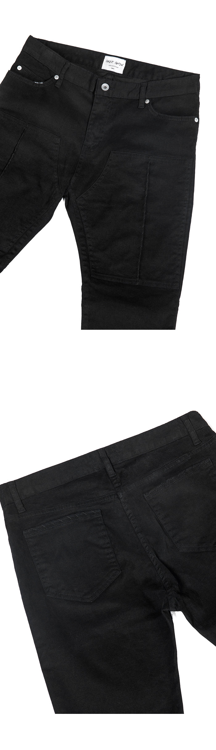 CHAIN STITCHING VINTAGE PANTS - BLACK