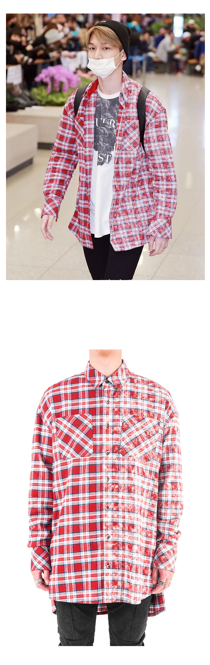 HALF FADED FLANNEL SHIRT - RED