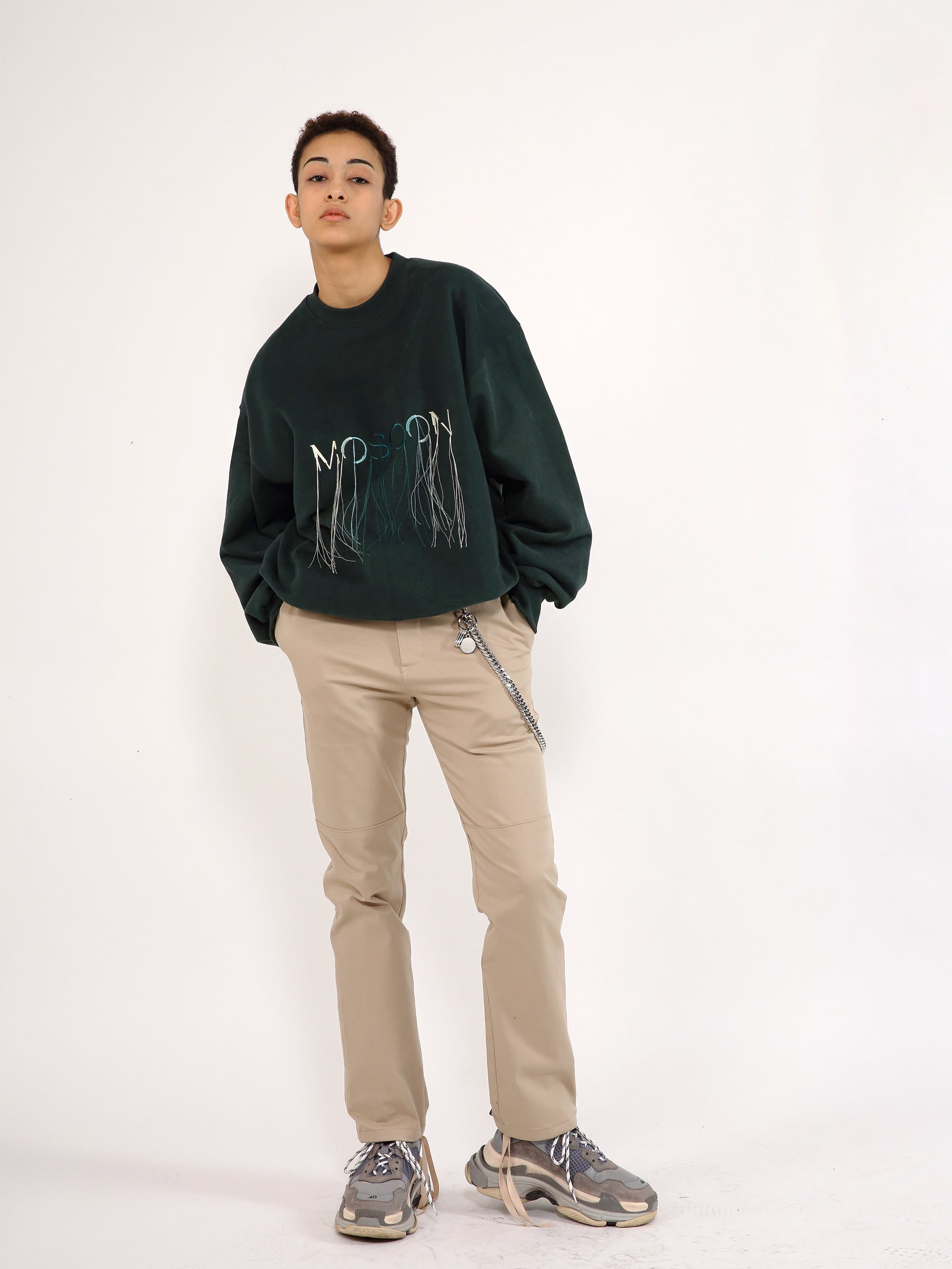 OVERSIZE MOSOON-EMBROIDERED SWEATSHIRT · GREEN