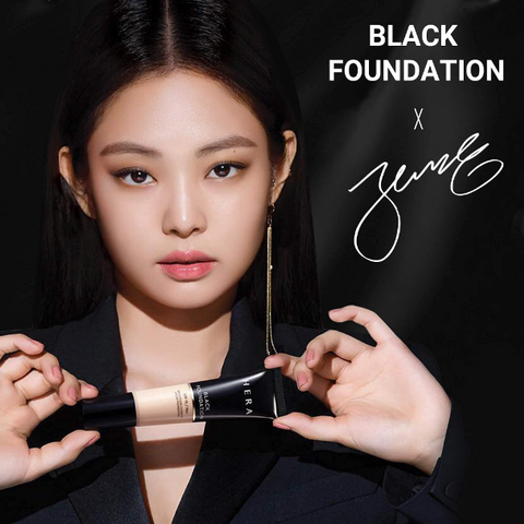 BLACKPINK Jennie posing with Black Foundation