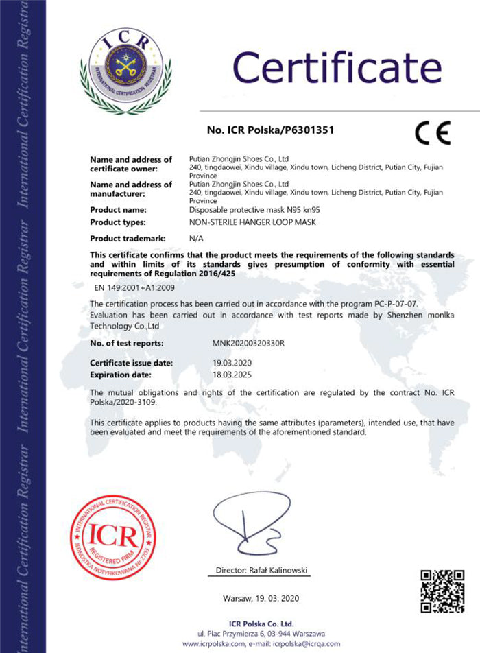 CE Approved KN95 Face Mask