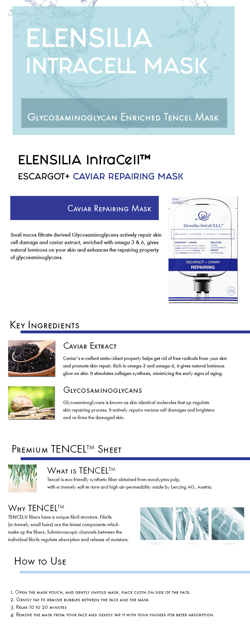 Elensilia IntraCELL Escargot + Caviar Repairing - 1 Sheet