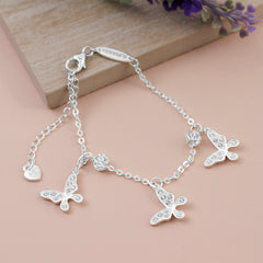 Dazzling CZ Butterfly Bracelet Sterling Silver Bracelet