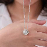 CZ Silver Necklace with Square Pendant Pendant Necklace