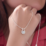 Lyre Horseshoe Cubic Zirconia Necklace Sterling Silver Pendant Necklace