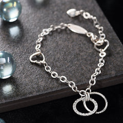 Interlocking Circle Mother Daughter Bracelet Silver Bracelet