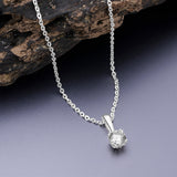 Round Cubic Zirconia Solitaire Necklace Silver Pendant Necklace