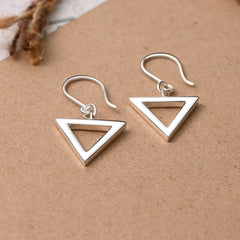 Geometric Triangle Sterling Silver Dangle Earrings Drop Earrings