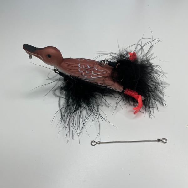 3D paddle leg duck lure with back and belly treble hook / mallard