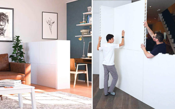 Modular walls placed to create entryway