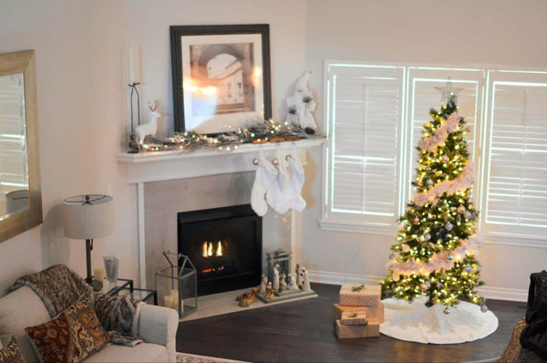 Christmas tree and decorated fireplace