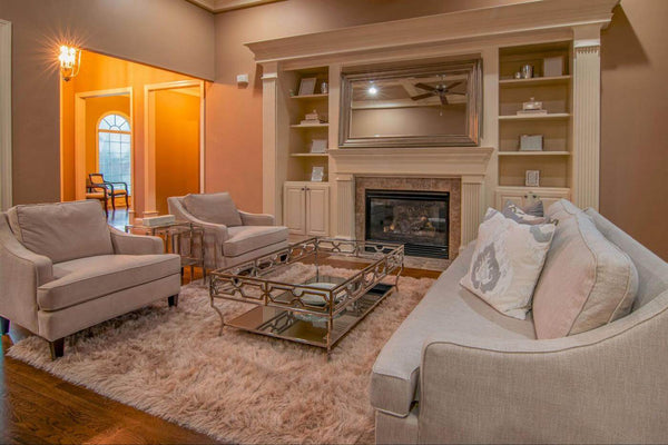 A Formal Living Room with Seating and a Fireplace