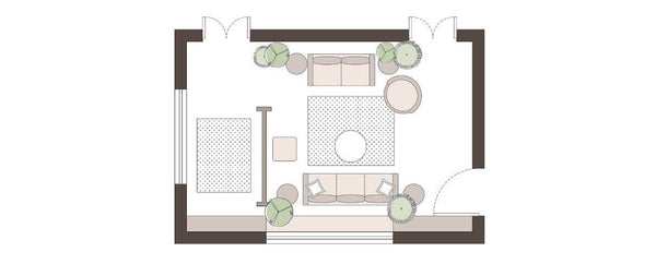 Plan drawing of a livingroom made for childrens playing