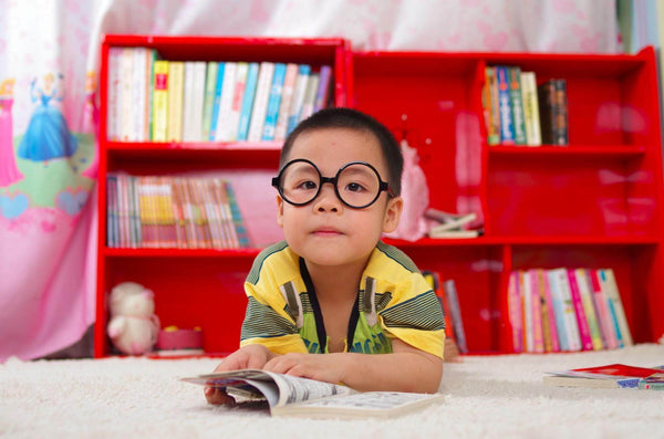 Boy studying in his own area