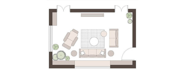 Plan Drawing of a Living Room for TV Watching