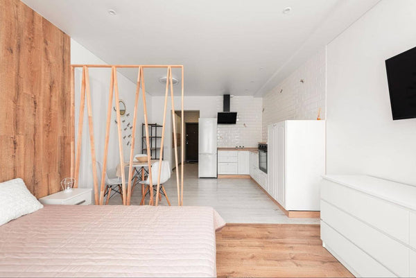 Cozy Studio Apartment with a Modern Room Divider