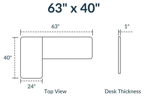 63x40 height adjustable desk dimensions