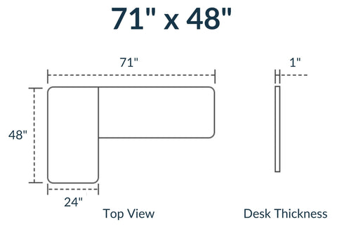 71x48 height adjustable desk dimensions
