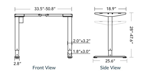 Height Adjustable Desk Frame Dimensions