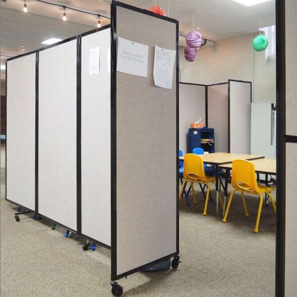 SoundSorb 360 Folding acoustical partition for break room