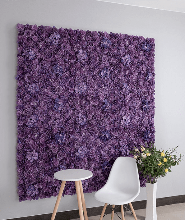 Mur de Fleurs Violette Profonde | Auréole Florale