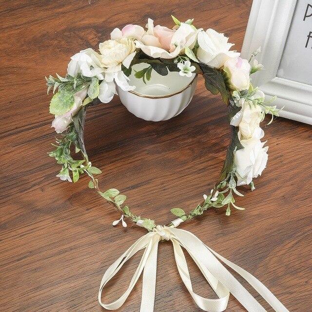 Couronne de Fleurs Blanche | Mariage & Cérémonie | Auréole Florale