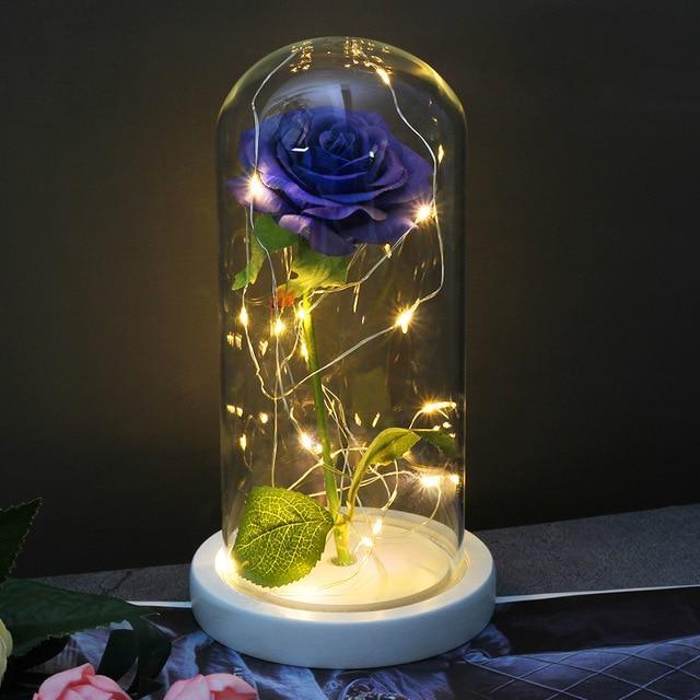 Rose Éternelle Lumineuse Pétales Bleue | Auréole Florale