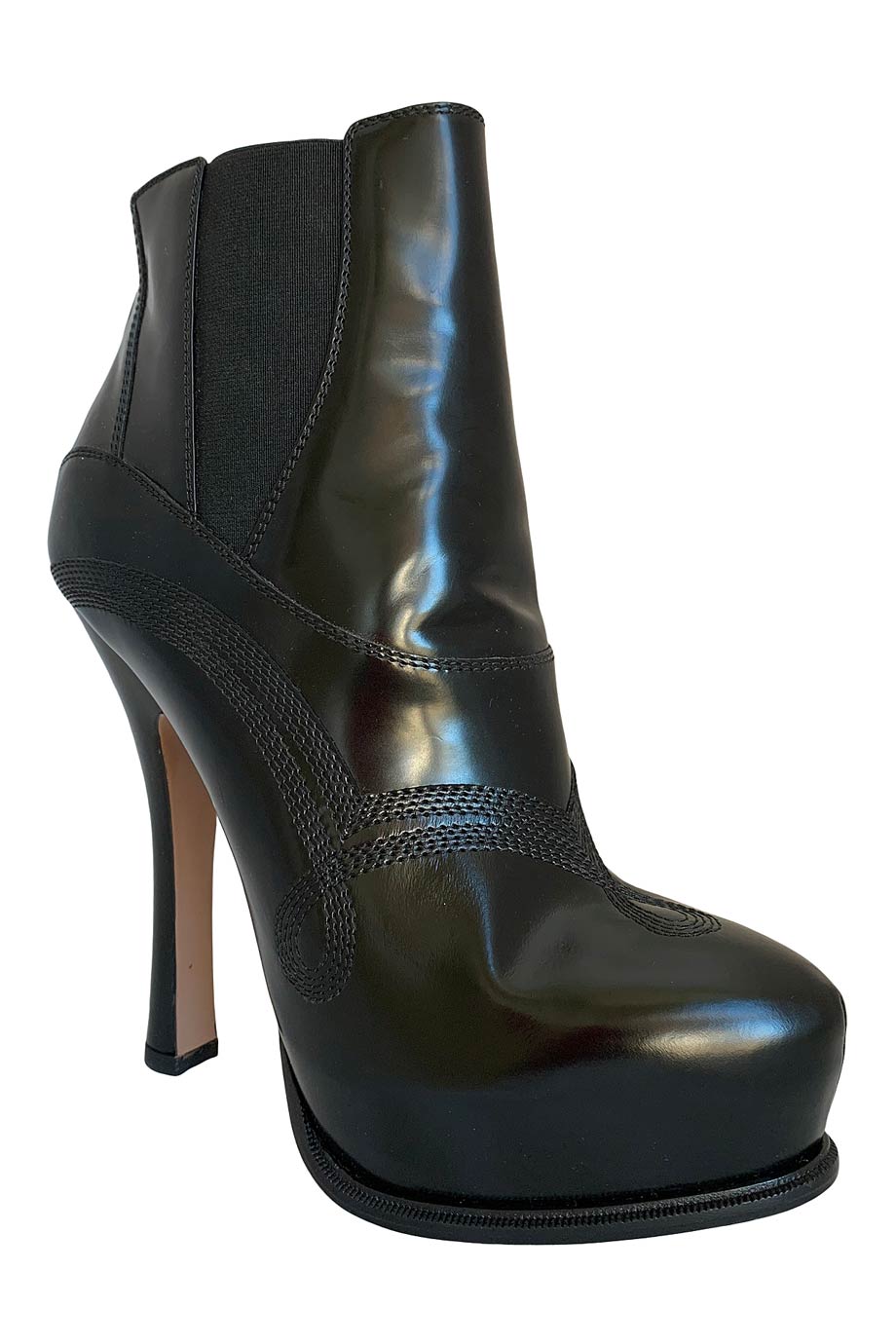 black leather platform ankle boots