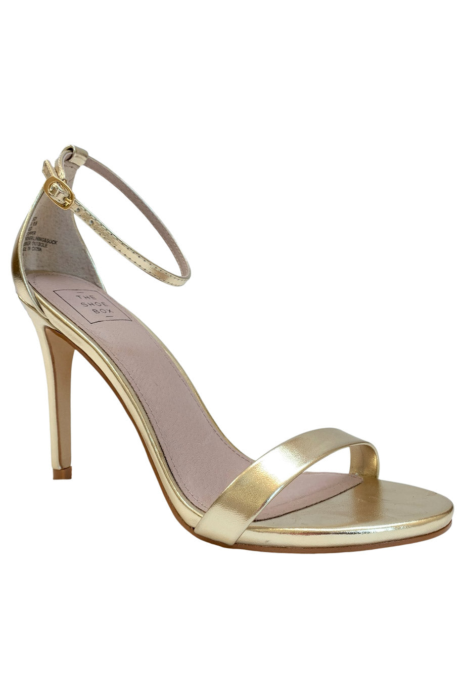 metallic gold strappy heels