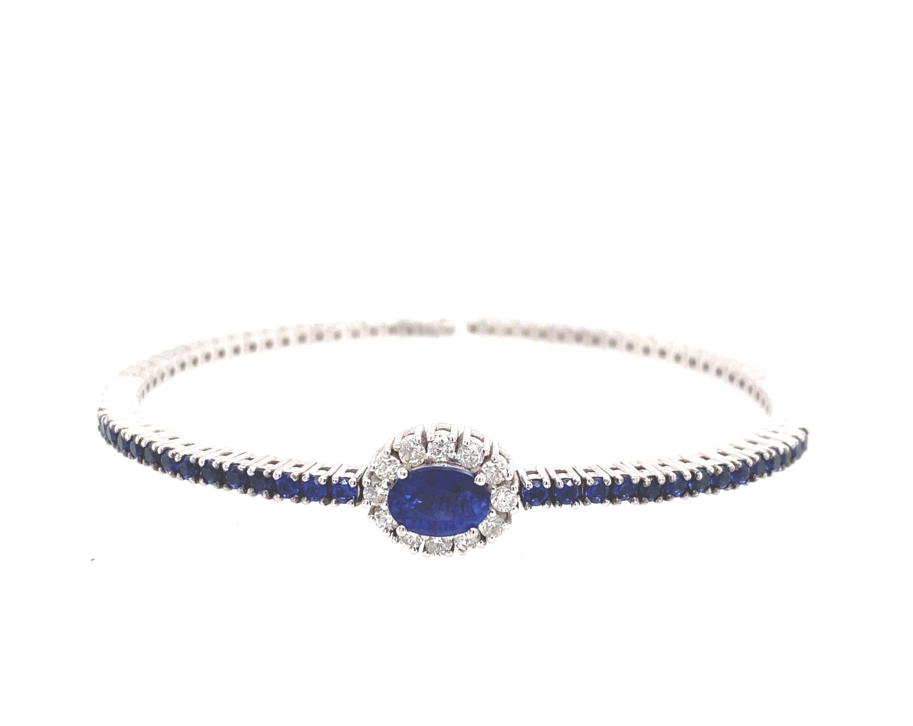 14k Yellow Gold Sapphire and Diamond Bangle Bracelet - Baribault Jewelers