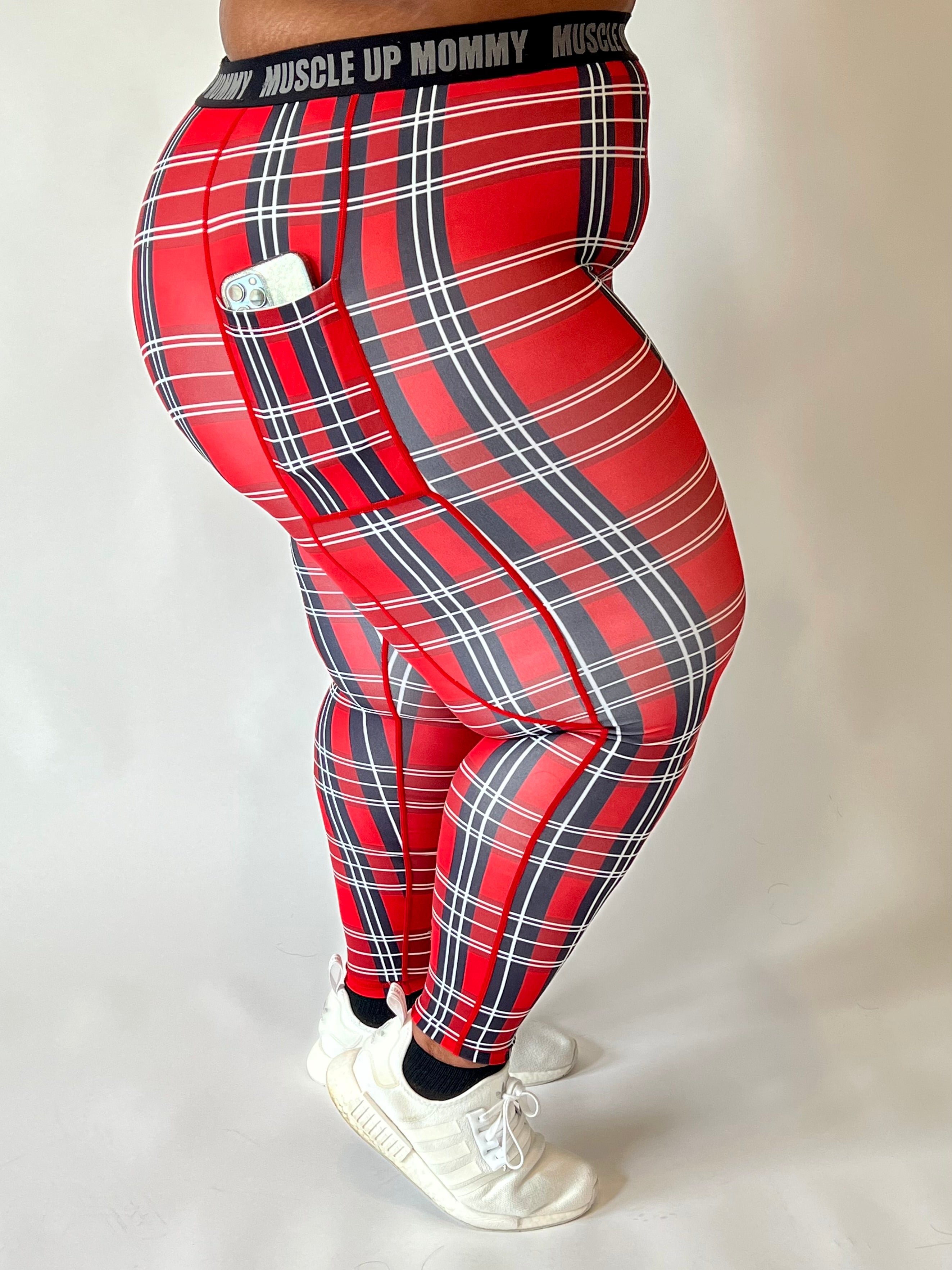 Red White & Blue Plaid Yoga Leggings - Sporty Chimp legging, workout gear &  more