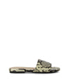 Snakeskin leather slip-on slides featuring a leather band, leather sole and a round toe by Urge.