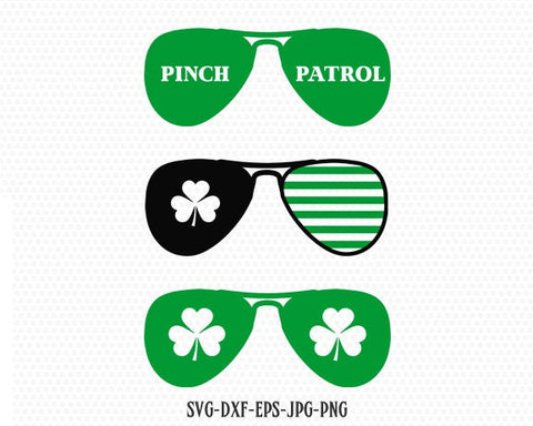 sunglasses for st patricks day svg, Pinch patrol svg, St Patricks' Day Svg, Lucky SVG, Shamrock SVG, CriCut Files svg jpg png dxf Silhouette