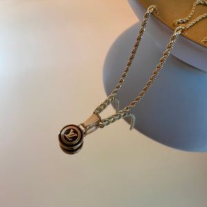 REPURPOSED LOUIS VUITTON DARK BROWN LV CHARM NECKLAC – Once Blue Moon Jewelry
