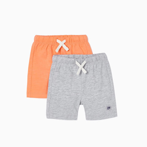 Pack 2shorts algodón bebé Gris/Coral ZY