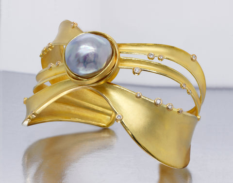 Asymmetrical cuff by Barbara Heinrich of Barbara Heinrich Jewelry