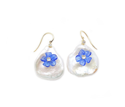 Something Blue Freshwater Pearl earrings by Dilly Kirby of Elizabeth Blair Fine Pearls