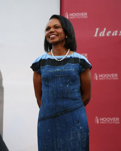 Condoleezza Rice in one of her famous pearl necklaces Source: @condoleezarice 