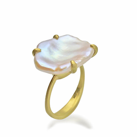 Coin Pearl Amazon ring by Eve Streicker of Original Eve Designs