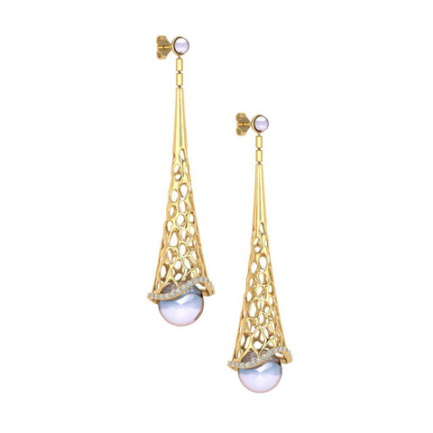 Foam and Pearls earrings by Chamal Jayaratna of India