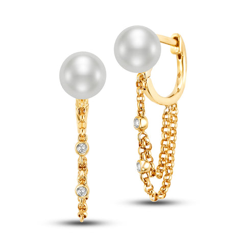 Chain Drop freshwater pearl earrings by Mastoloni