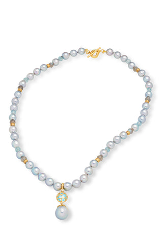 Sky Blue Akoya Pearl Necklace by Jane Bohan