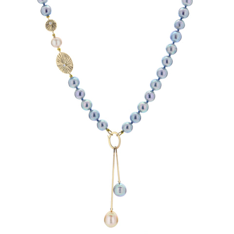 Blue Akoya Pearl necklace with pendants by Lauren Chisholm