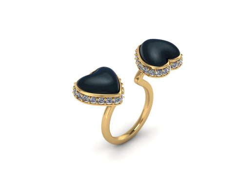 Open ring in 14k yellow gold with Australian South Sea heart-shape mabé pearls and diamonds, $2,800; email alexis@leximazzdesigns.com at LexiMazz Designs for purchase