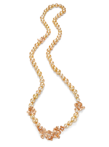 Golden Pearl Flower Garden necklace by Susan Gordon of Susan Gordon Jewelry