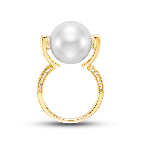 Floating White South Sea Pearl ring by Mastoloni