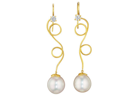 Twist & Turns South Sea Pearl earrings by Susan Gordon of Susan Gordon Jewelry